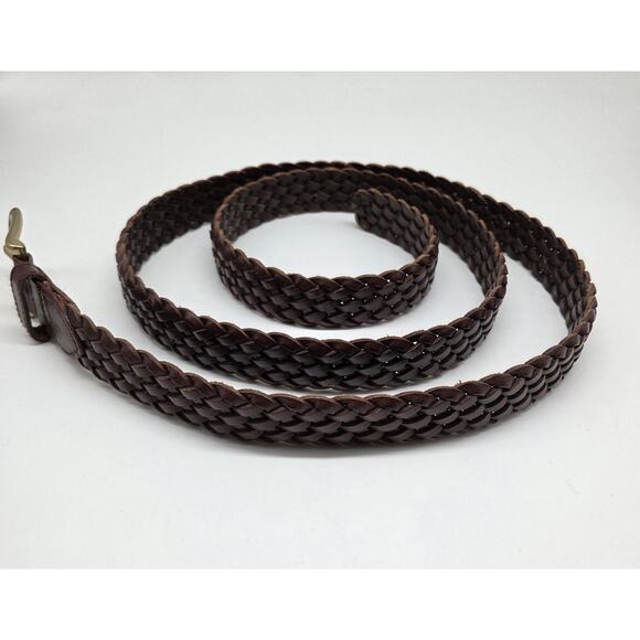 Polo Ralph Lauren Men’s Braided Woven Leather Belt – Brown, Size 54 Brass Buckle - Picture 4 of 4